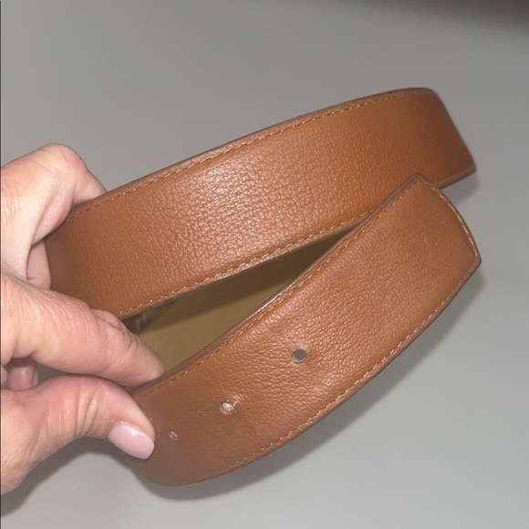 Boston Proper Tan Leather Belt with gold tone sunburst with stone size 12 / M - Picture 8 of 10